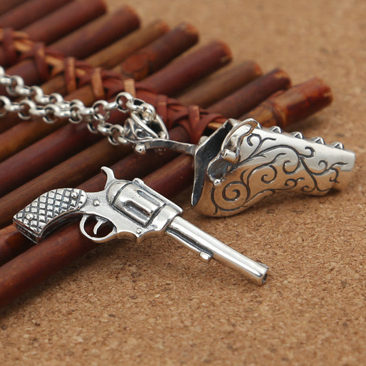 Hegemonic Pistol Exquisite Pendant (can be opened)-sterling silver