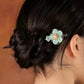 2 Flower White Pearl Hairpin - Wood