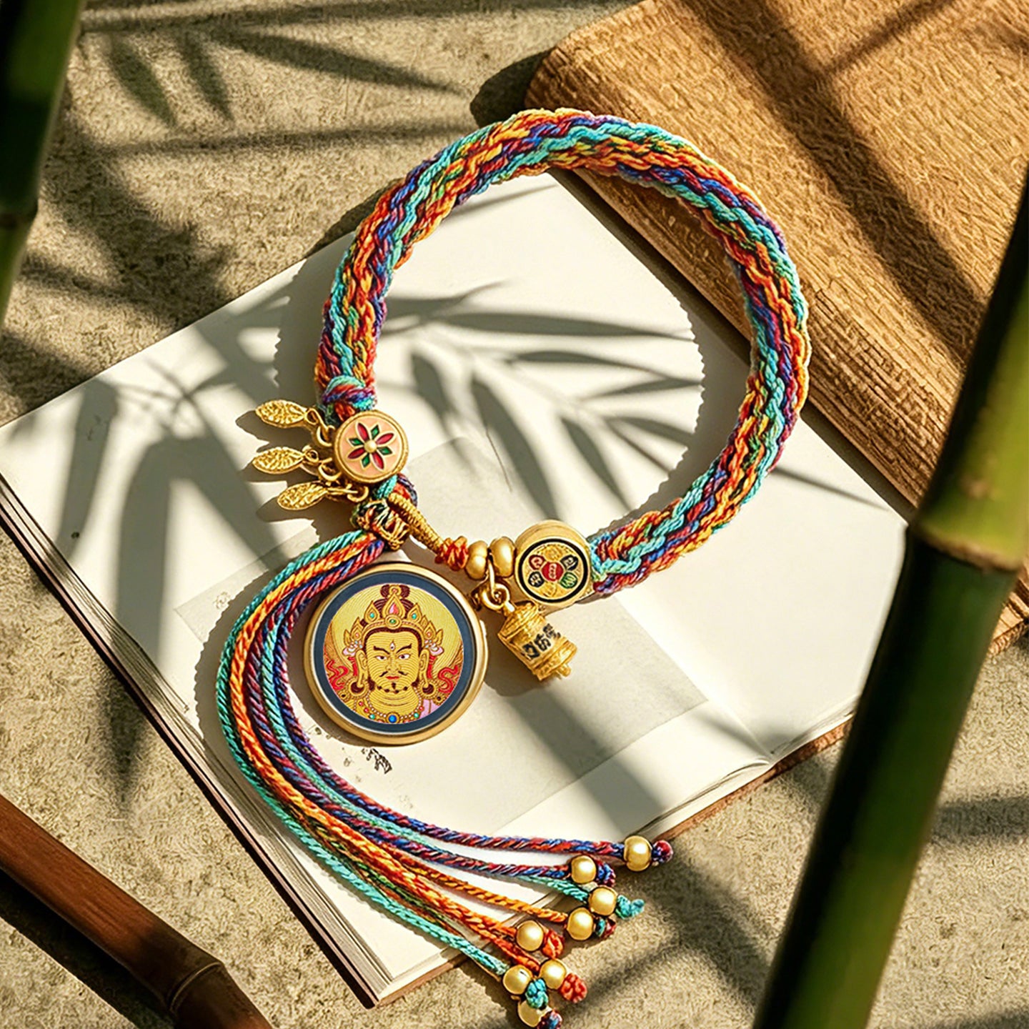 999 Silver Tibetan Thangka Bracelet – Wealth, Protection & Good Luck Feng Shui Amulet