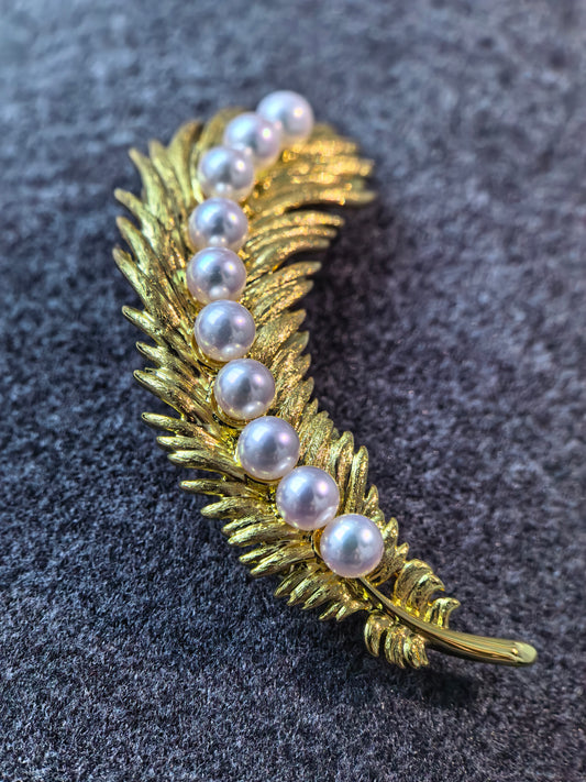 Feather Pearl Brooch | Natural Freshwater Pearl 4–5mm Elegant White Jewelry Pin