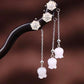 3 white flowers 3 lily of the valley tassel hairpin - wood