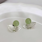Oriental Dark Green Bamboo Fan Earrings – Retro Chinese Style Stud Earrings for Women