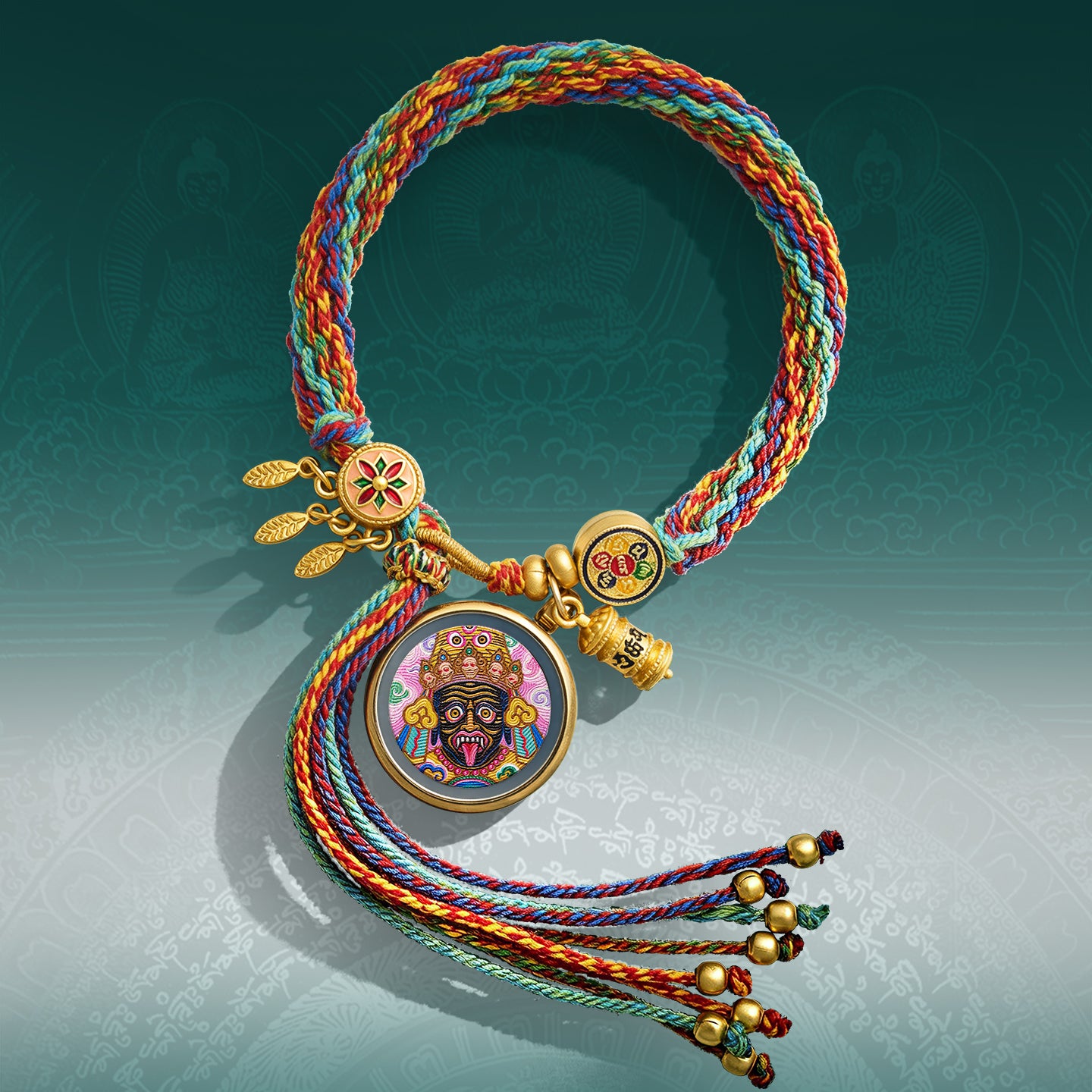 999 Silver Tibetan Thangka Bracelet – Wealth, Protection & Good Luck Feng Shui Amulet