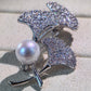 Ginkgo Pearl Brooch | Natural Freshwater Pearl 8–9mm White Luxury Leaf Jewelry Pin