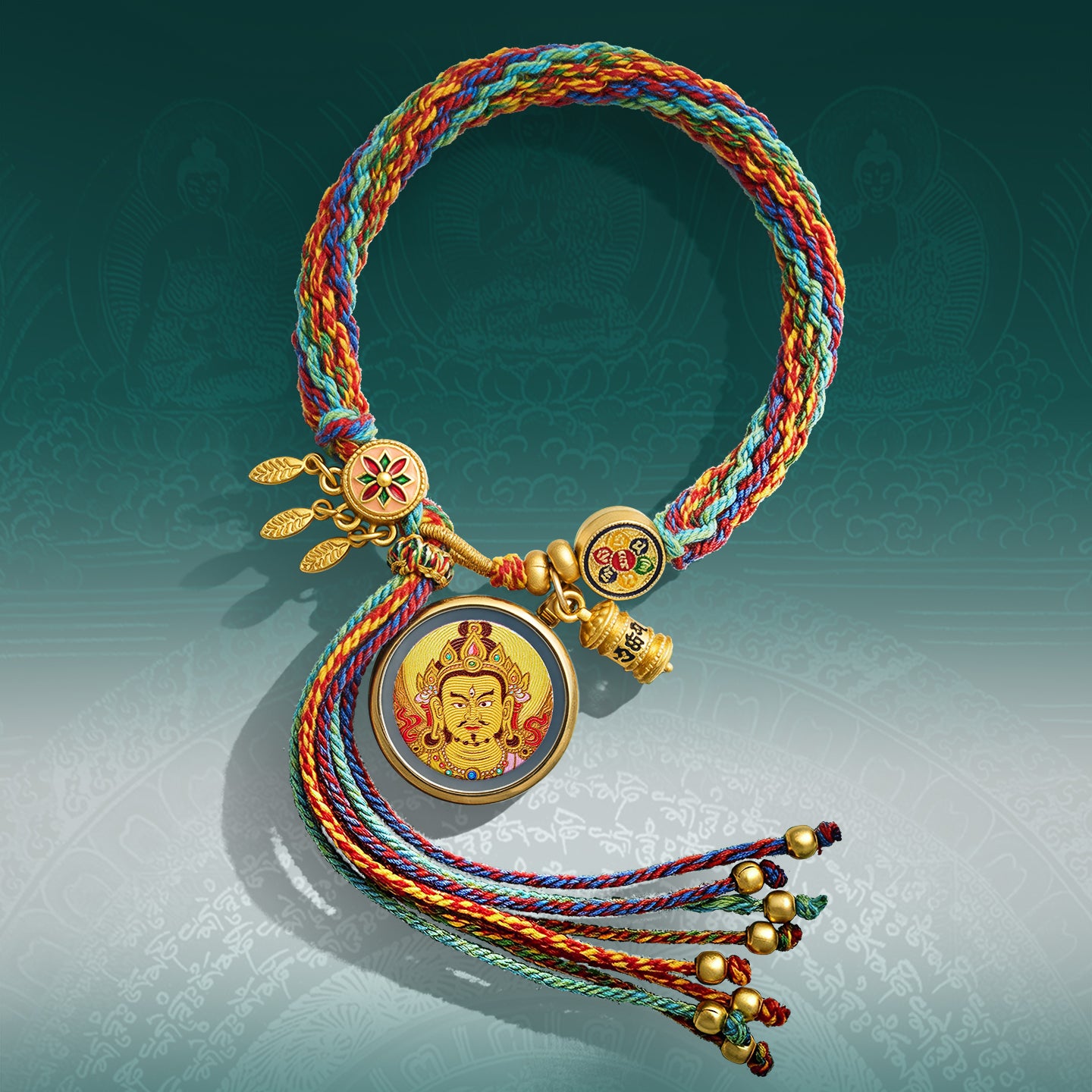 999 Silver Tibetan Thangka Bracelet – Wealth, Protection & Good Luck Feng Shui Amulet