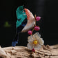 Embroidered bird gemstone flower brooch