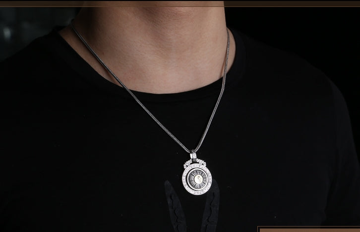 Tai Chi Bagua Rotating Vintage Necklace-sterling silver