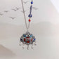 Double Fish Ruyi Peace Lock Pendant Necklace with Tassel – Enamel Feng Shui Charm