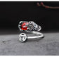925 Sterling Silver Garnet Pi Xiu Ring –  Lucky Coin Feng Shui Jewelry for Women and Men
