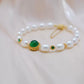 Natural Freshwater Pearl and Green Chalcedony Bracelet – Elegant Oriental Jewelry for Women