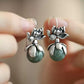 Jade Bead Lotus Drop Earrings – Vintage Chinese Style Elegant Jewelry