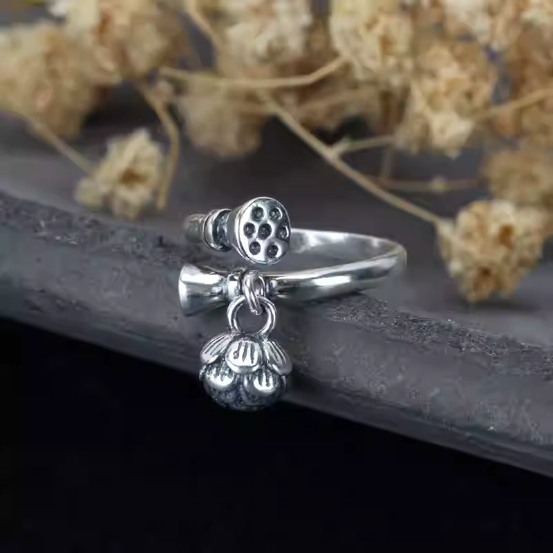 lotus seed tassel lotus ring-925 sterling silver