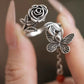 Rose Butterfly Tassel Ring – Vintage Chinese Adjustable Open Ring