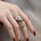 925 Silver Jade Peacock Tassel Ring – Vintage Chinese Style Ethnic Ring for Women