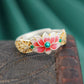 9999 Fine Silver Gold Enamel Lotus Ring – Adjustable Modern Chinese Style Statement Ring for Women