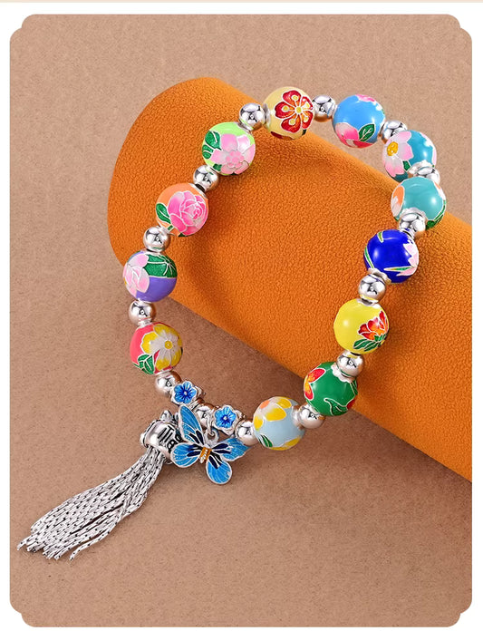 Fine Silver 999 Enamel Twelve Flower Deities Bracelet – Chinese Intangible Heritage Jewelry