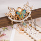 Vintage Butterfly Tassel Hanfu Hair Clip – Cloisonné Style Back Hair Comb with Faux Pearls