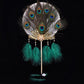 Peacock Feather Round Fan with Long Handle – Vintage Chinese Handheld Fan for Hanfu &amp; Qipao