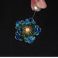 Handmade Peacock Blue Velvet Flower Pearl Brooch – Chinese Heritage Silk Floral Pin for Elegant Women