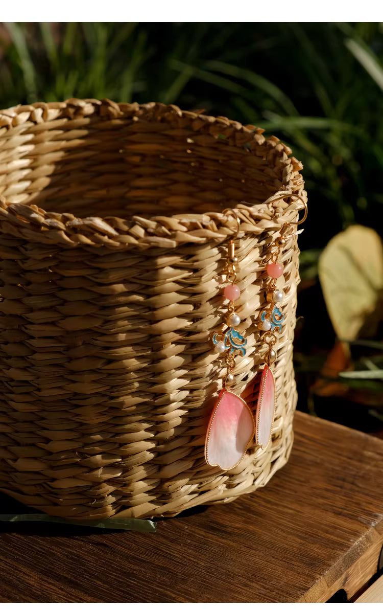 Handmade Velvet Flower Hook Earrings – Intangible Cultural Heritage New Chinese Style Jewelry