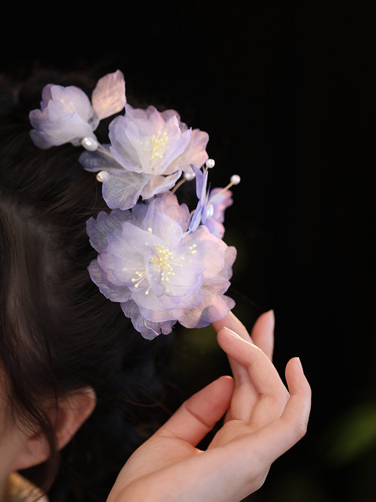 Handmade Silk Peony Hair Clip – Tang Style Floral Hair Accessory