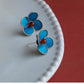 Handmade Blue Velvet Flower Stud Earrings – Intangible Cultural Heritage New Chinese Style Jewelry