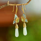 925 Sterling Silver Blue Enamel Butterfly &amp; Hetian Jade Drop Earrings