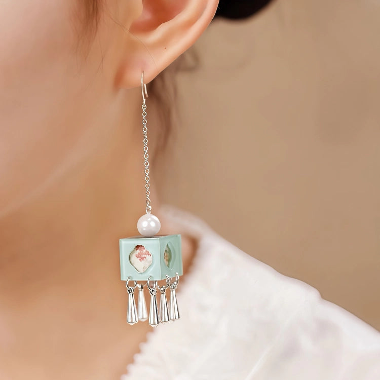 New Chinese Style Blue Lantern Drop Earrings – Hanfu & Qipao Elegant Jewelry