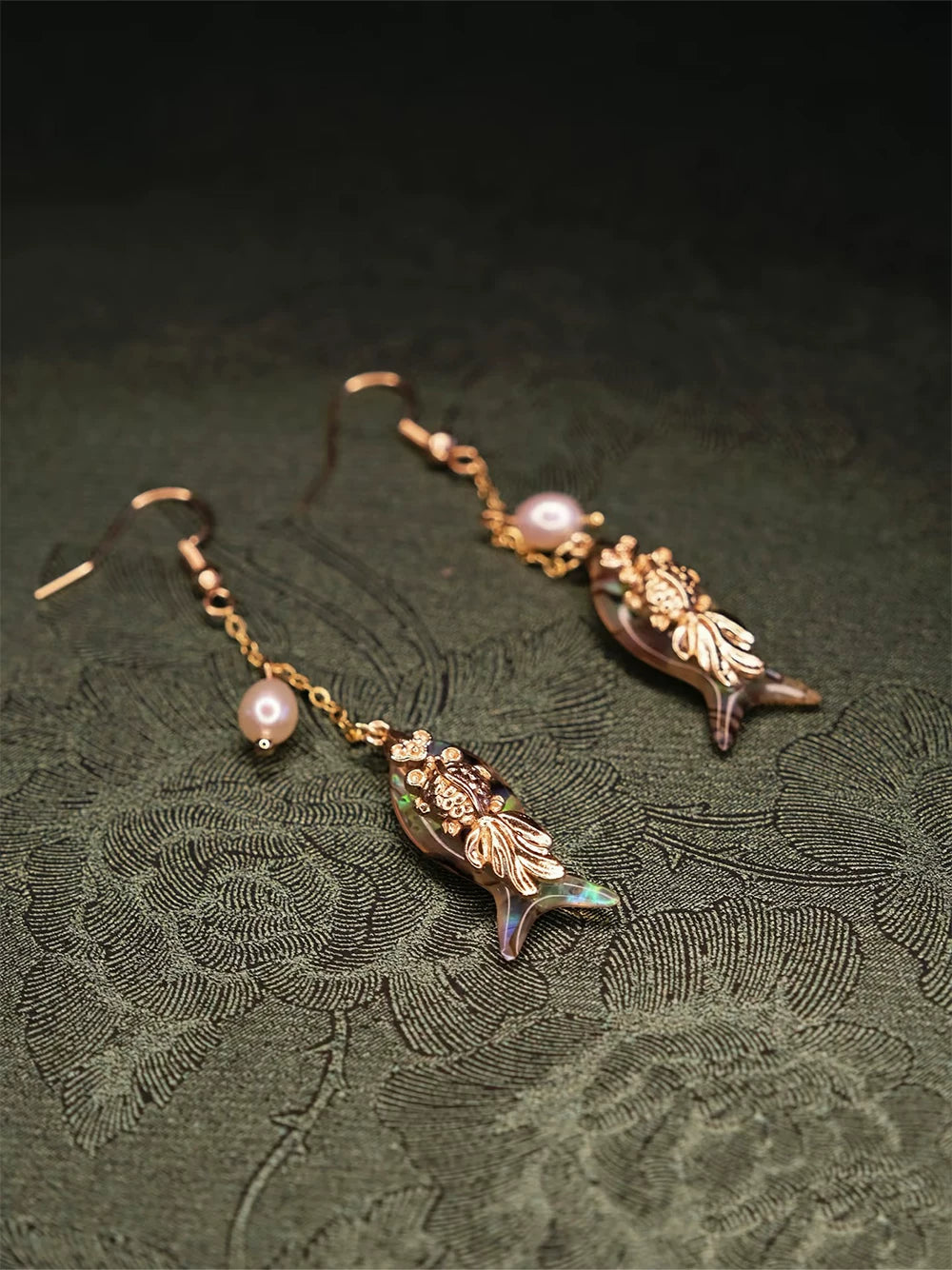 Handcrafted Goldfish Tassel Earrings – Elegant Chinese Style Dangle Earrings for Women