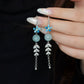 Cloisonné Flower Earrings with Jade Beads and Wheat Tassels – New Chinese Style