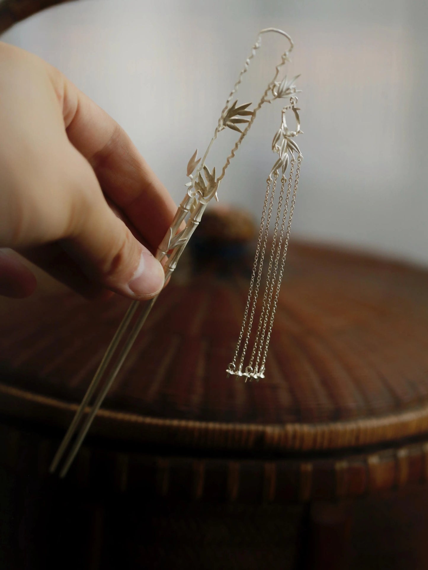 New Chinese Style Bamboo Tassel Hairpin – Elegant Bamboo Leaf Buyao Hair Stick for Women