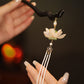 Black Ebony Lotus Long Tassel Hairpin – New Chinese Style Hanfu Hair Accessory