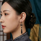 Black Lotus Bio-Ceramic Resin Earrings – New Chinese Style Elegant Statement Earrings