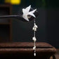 Natural Mother-of-Pearl Swallow Hairpin – Black Ebony with Pearl Tassels