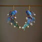 New Chinese Style Blue Enamel Koi Pearl Earrings – Vintage Guochao Hanfu Jewelry