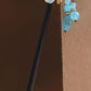 Blue Flower 6 Blue Beads Tassel Hairpin-Wood