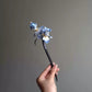 Blue Iris Handmade Velvet Flower Hairpin – Silk Thread Sandalwood Chinese Hair Stick