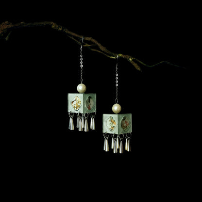 New Chinese Style Blue Lantern Drop Earrings – Hanfu & Qipao Elegant Jewelry