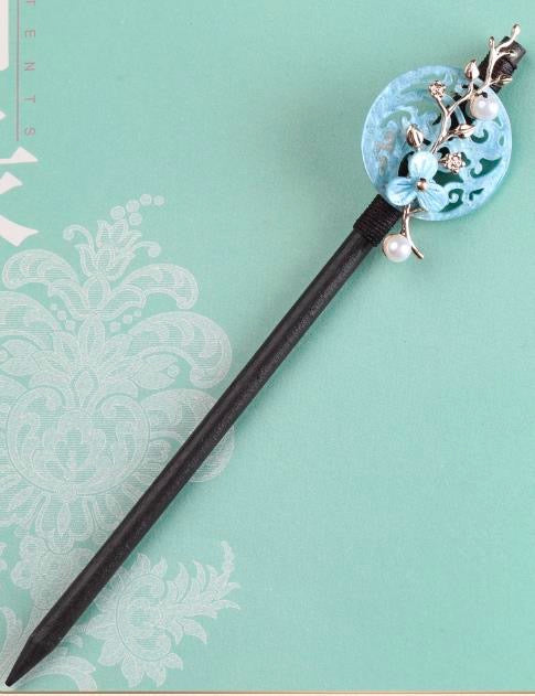 Branch Flower 2 Pearl Hairpin - Wood