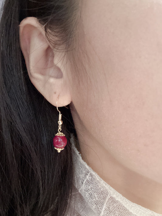 Cinnabar Red Earrings – Chinese Vintage Style Earrings for Women | Lucky Red Jewelry Gift