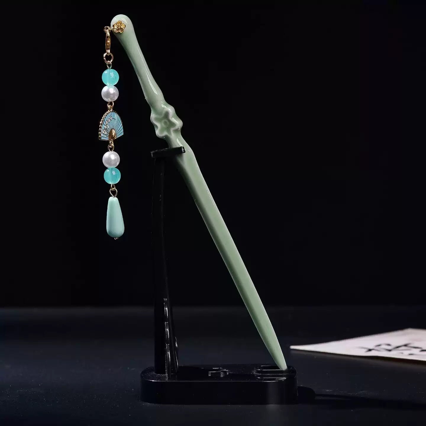Longquan Celadon Hairpin – New Chinese Style Ceramic Sword &Cloud Ruyi Hair Stick