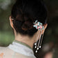 Butterfly  Floral Pearl Tassel Hairpin – New Chinese Style Enamel Buyao Hair Accessory for Hanfu  Mamian Skirt