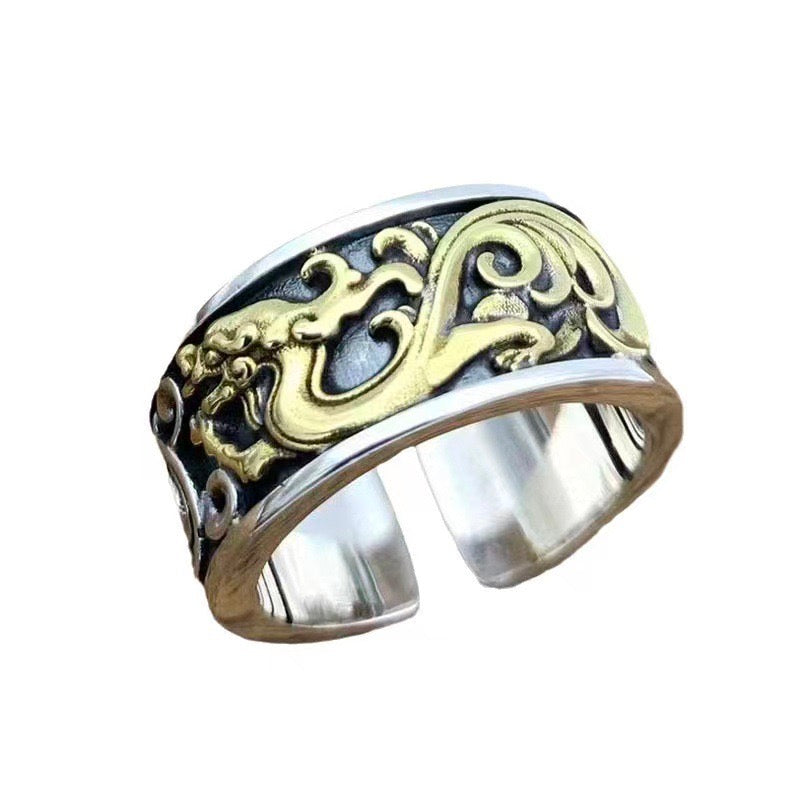 Chinese Patterns Rings Chinese Dragon Totem Ring - Sterling Silver
