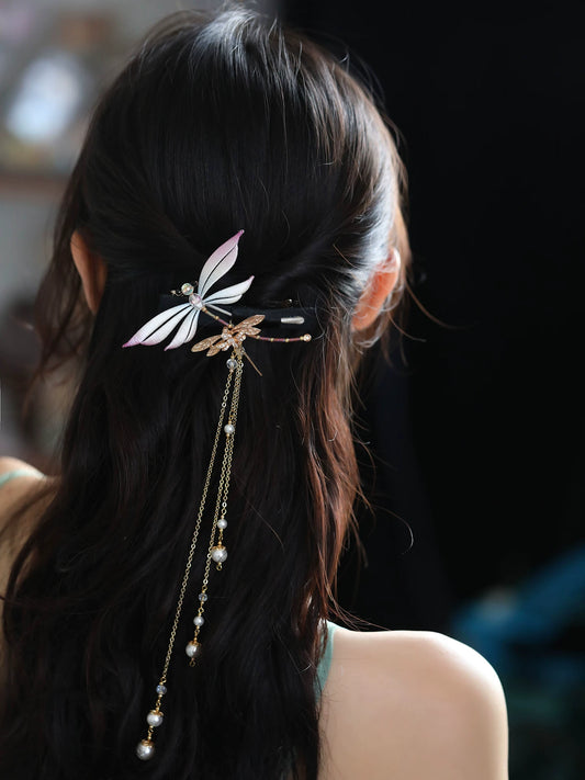 Dragonfly Long Tassel Spring Hair Clip – New Chinese Style Hanfu Hair Accessory