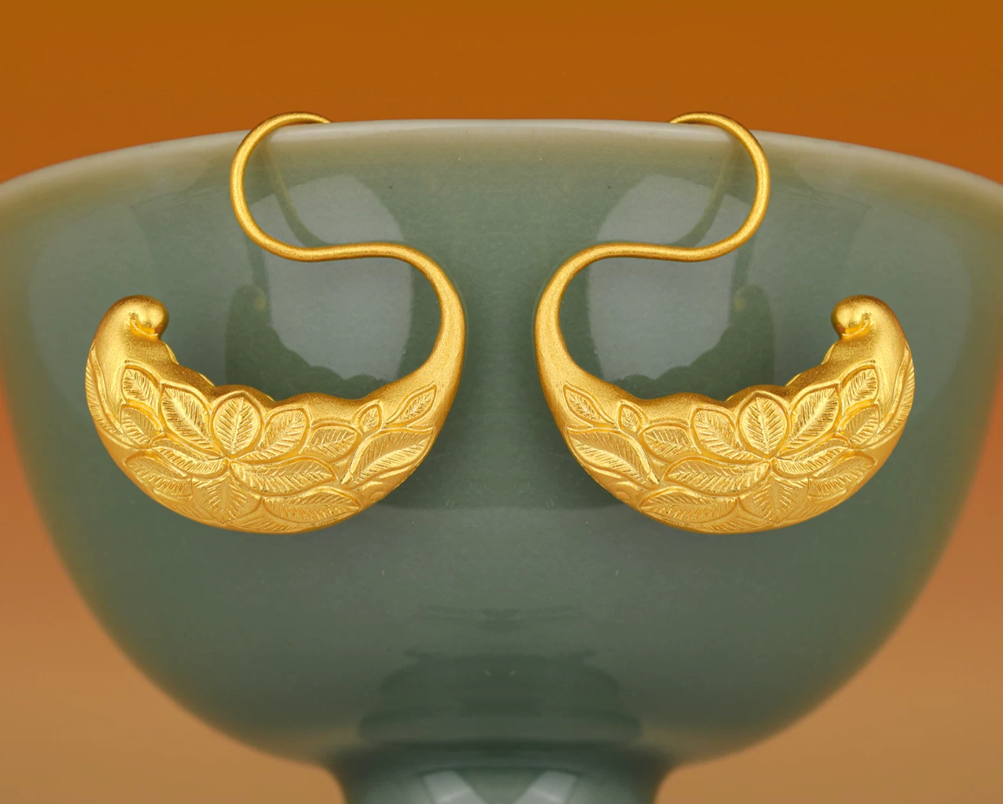 Song Dynasty Inspired Gilded Gourd Earrings – Traditional Chinese Gold-Plated Silver Jewelry