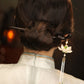 Black Ebony Lotus Long Tassel Hairpin – New Chinese Style Hanfu Hair Accessory