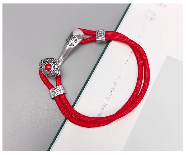 Chinesisches rotes Ruyi-Symbol-Armband – handgefertigtes glücksverheißendes rotes Paar-Schnur-Design