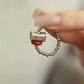 Vintage Amber Bead Stretch Ring with Sterling Silver – Oriental Lucky Ring for Women