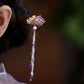 New Chinese Style Amethyst Pearl Tassel Hairpin – Elegant Hanfu Qipao Hair Ornament