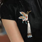 Chinese Tassel Butterfly Brooch – Elegant Retro Lapel Pin for Qipao, Hanfu and Coats